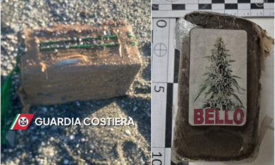 hashish trovato mare pacco Calabria tirreno