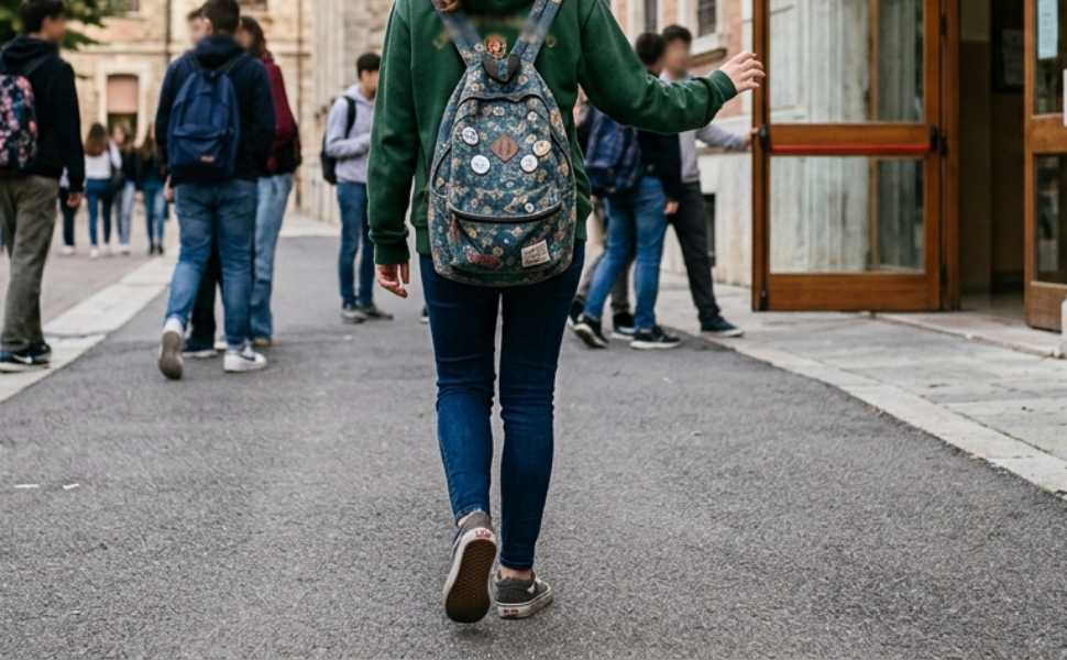 ragazza scuola zaino - coltello