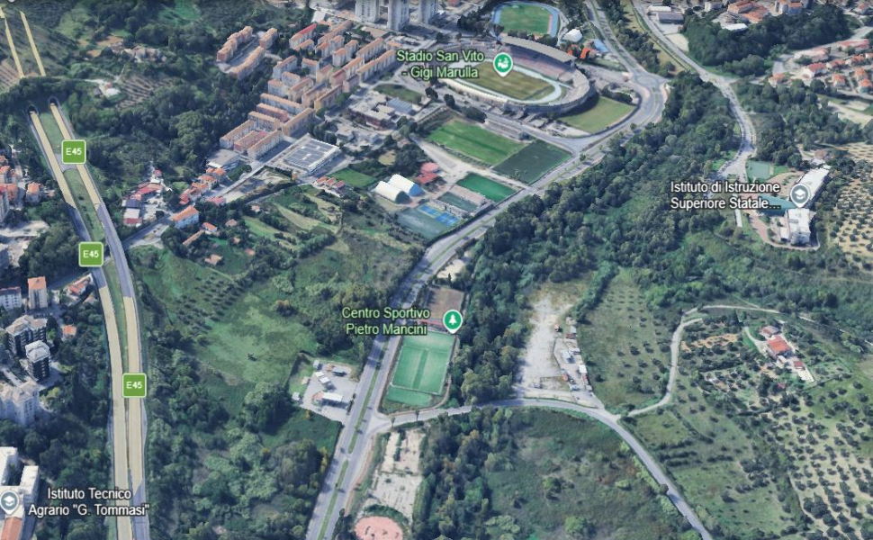 Cosenza, un complesso sportivo con un nuova bretella viaria tra via degli Stadi e viale Magna Grecia 52 Complesso urbano Cosenza Viale magna Grecia via degli stadi2