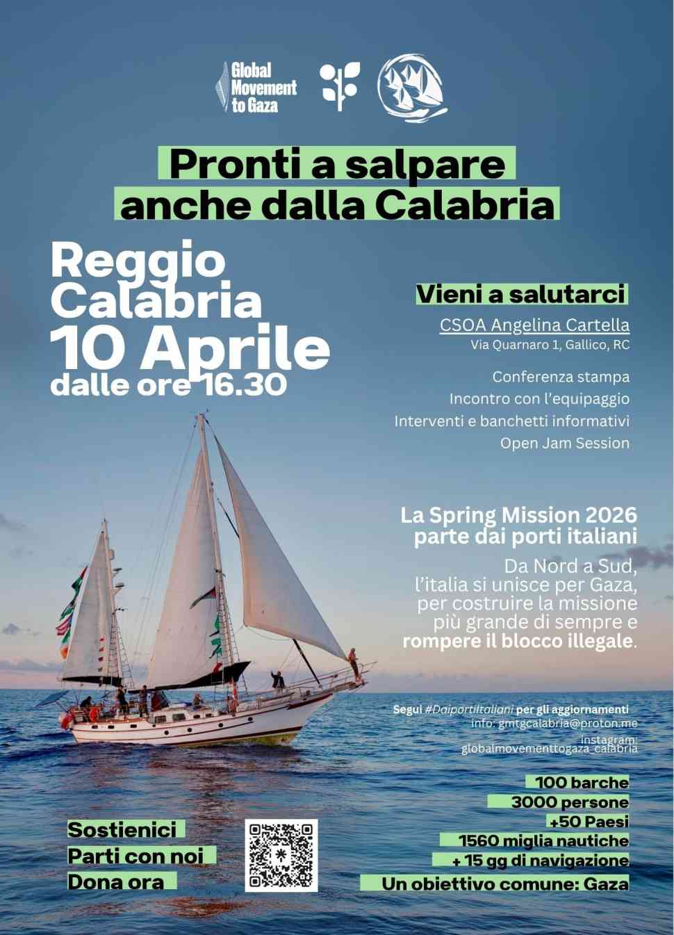 La Global Sumud Flotilla salpa anche dalla Calabria. Oltre 100 barche da 50 Paesi: «L'Italia si unisce per Gaza» 52 Global Sumud Flotilla_Calabria