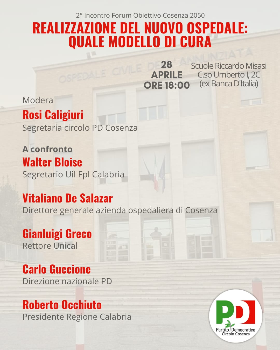 Cosenza 2025: un forum senza filtri sul nuovo ospedale, sul modello sanitario da adottare e servizi 52 Nuovo Ospedale di Cosenza Forum Cosenza 2050