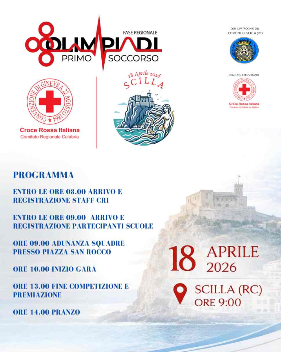 Olimpiadi di Primo Soccorso, al via in Calabria la fase regionale: studenti alla prova con scenari di emergenza 52 Olimpiadi di primo soccorso locandina e programma