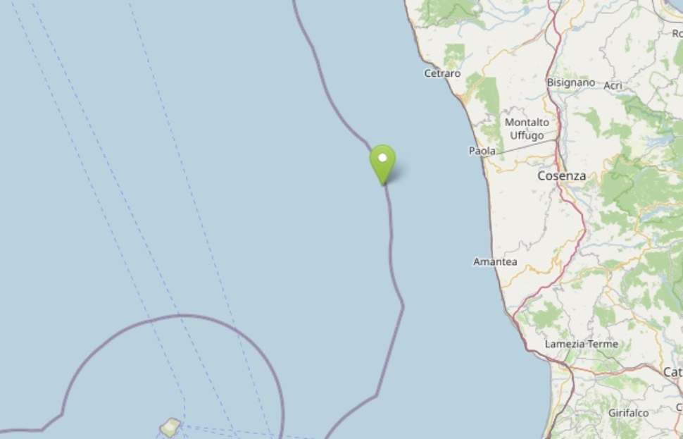 Scossa di terremoto nel Cosentino: magnitudo 3.7 con epicentro nel Mar Tirreno 52 terremoto cosentino Tirreno