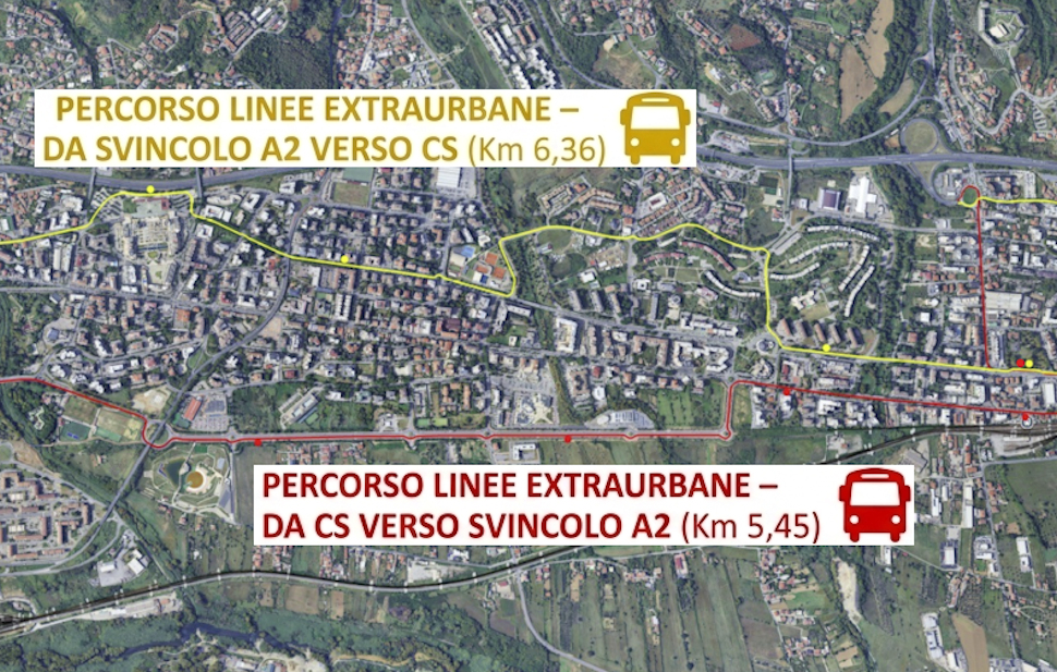 Viabilità Rende percorso BUS