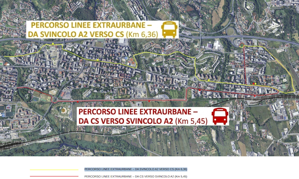 Viabilità a Rende percorso BUS