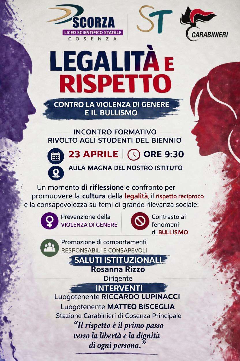 Legalità e rispetto contro violenza e bullismo: giornata formativa al Liceo Scorza di Cosenza 52 bullismo incontro liceo Scorza
