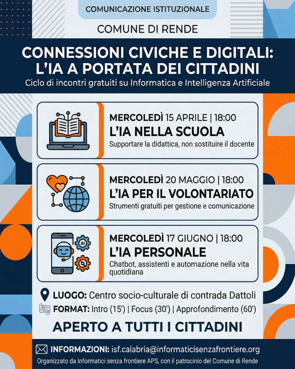 intelligenza artificiale tre incontri Rende