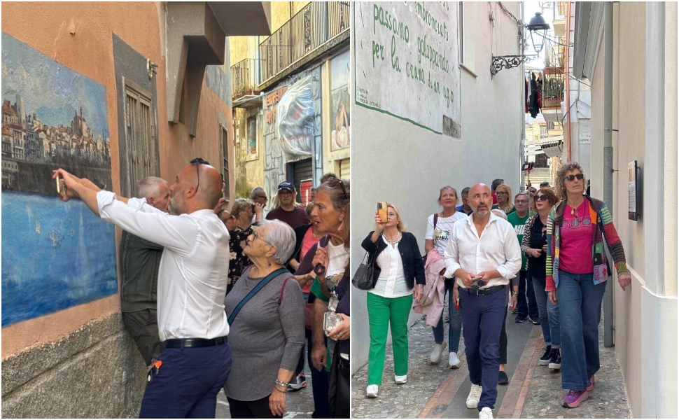 Diamante, il sindaco "Cicerone". Incontra per caso un gruppo di turisti laziali e li guida tra i murales della città 52 Diamante Sindaco ordine murales