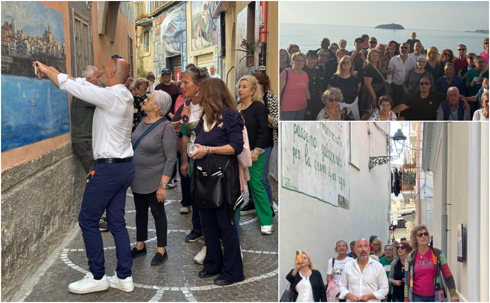 Diamante, il sindaco "Cicerone". Incontra per caso un gruppo di turisti laziali e li guida tra i murales della città 51 Diamante sindaco Cicerone turisti laziali Guidonia