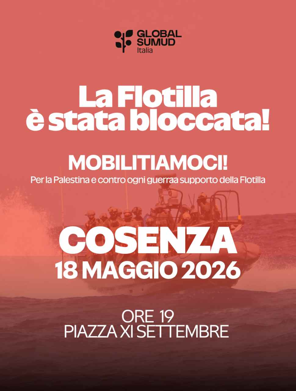 Nuovo attacco alla Flotilla, torna il presidio oggi a Cosenza 52 PRESIDIO FLOTILLA Cosenza