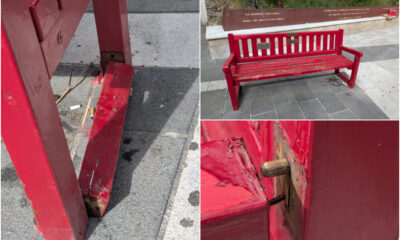 Panchina rossa cosenza - maria rosaria sessa vandalizzata