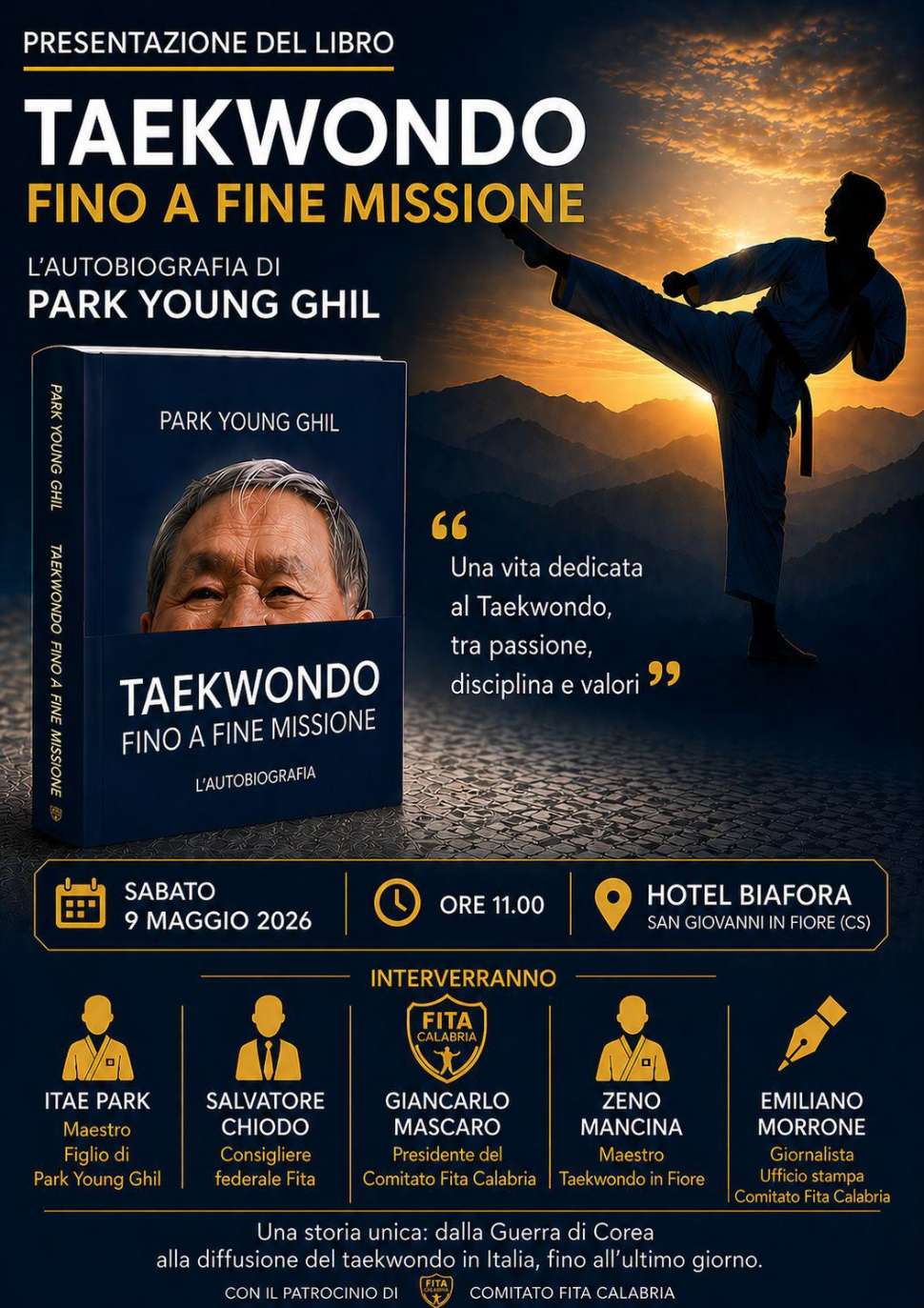 Taekwondo presentazione libro maestro Park in Calabria