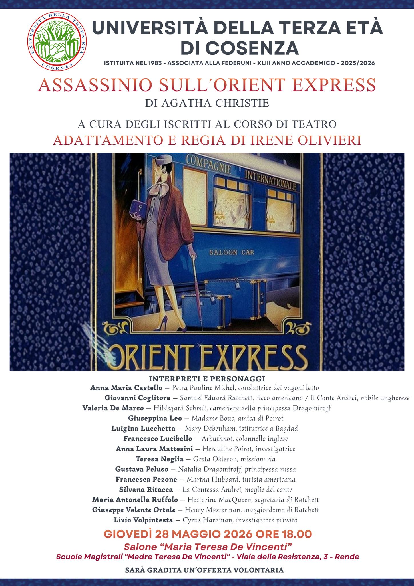 L'Uniter di Cosenza porta in scena "Assassinio sull’Orient Express", la regista «inclusione e socialità» 52 Uniter - assassinio sull'orient express 02