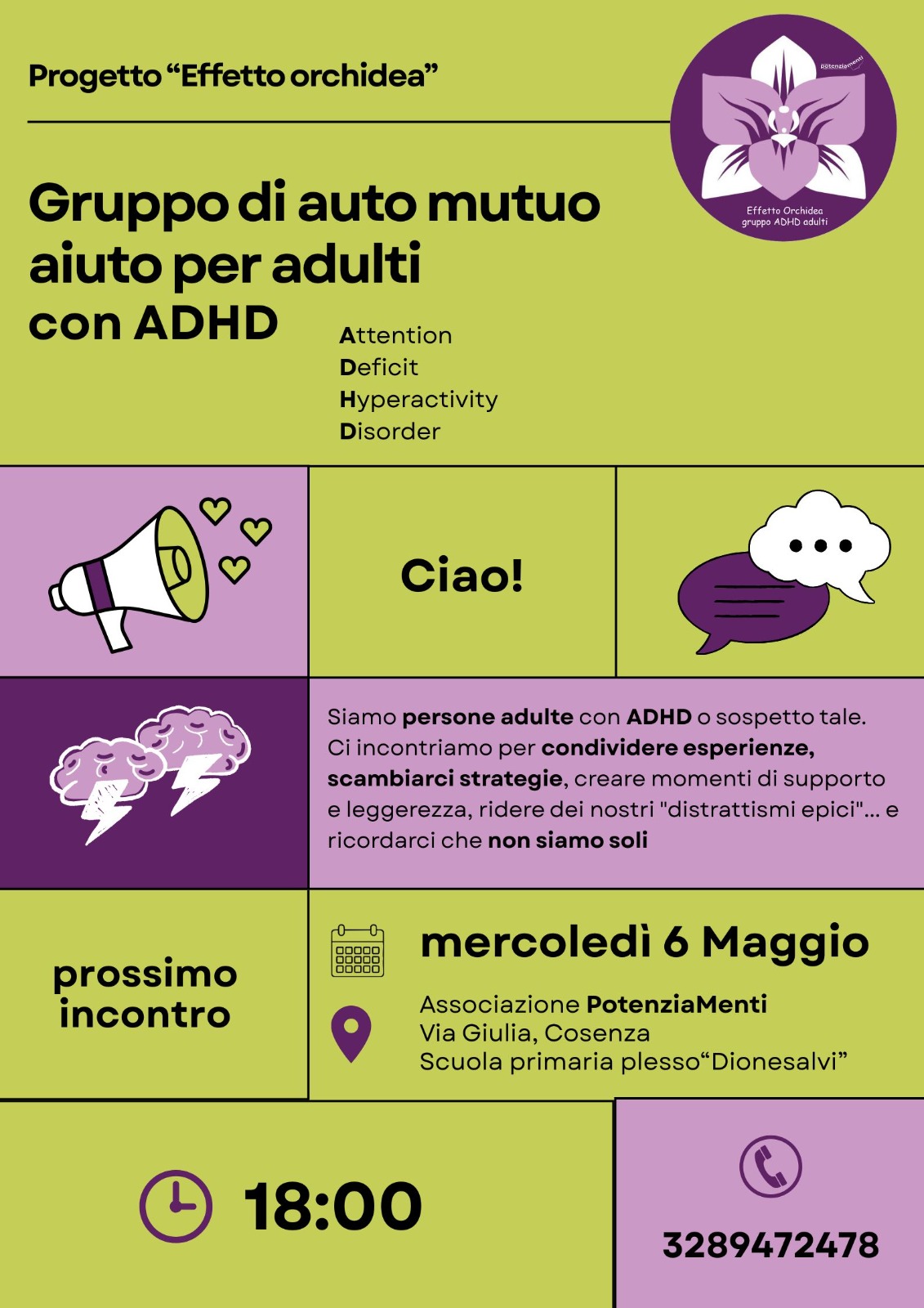 Cosenza: incontro per adulti con ADHD, nasce il gruppo “Effetto Orchidea” 52 Cosenza: incontro per adulti con ADHD, nasce il gruppo “Effetto Orchidea”