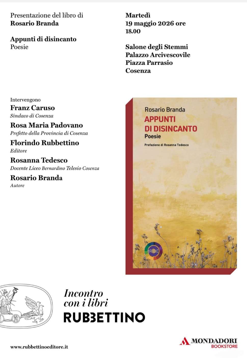 locandina presentazione libro Rosario Branda