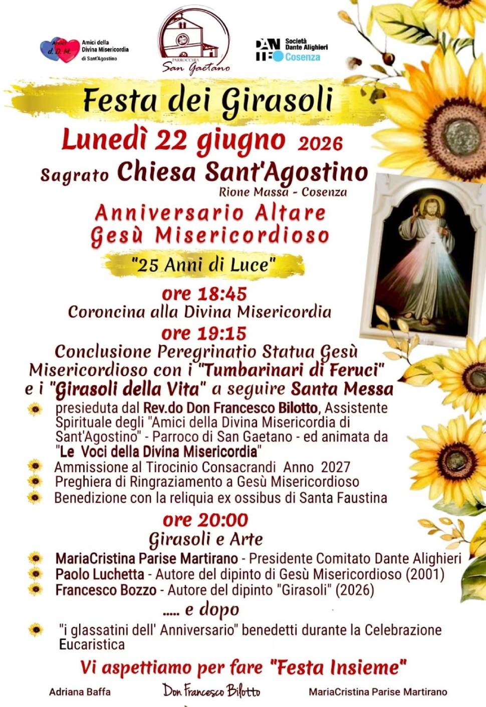 Cosenza: nella Chiesa di Sant’Agostino la Festa dei Girasoli celebra l’Altare di Gesù Misericordioso 53 Chiesa Sant'Agostino Rione Massa festa girasoli 02