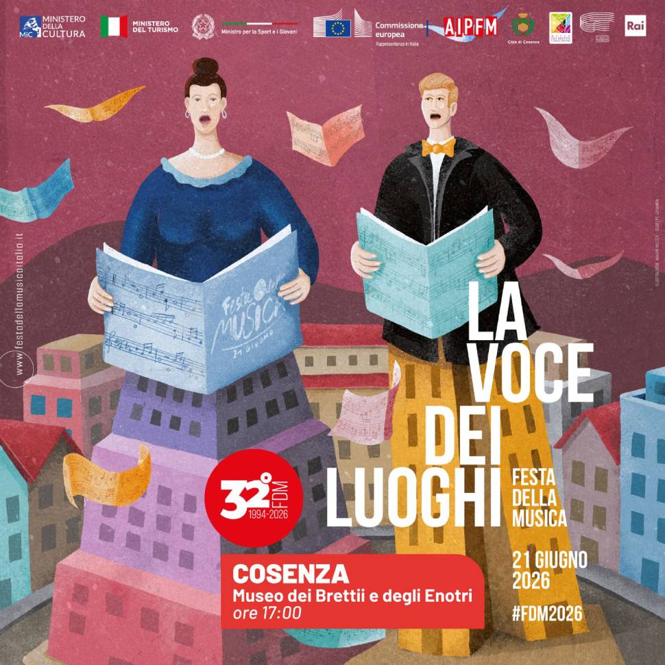 Cosenza celebra la Festa della Musica, 7 ore no stop al Museo dei Brettii e degli Enotri 52 La voce dei luoghi - Festa della Musica Cosenza