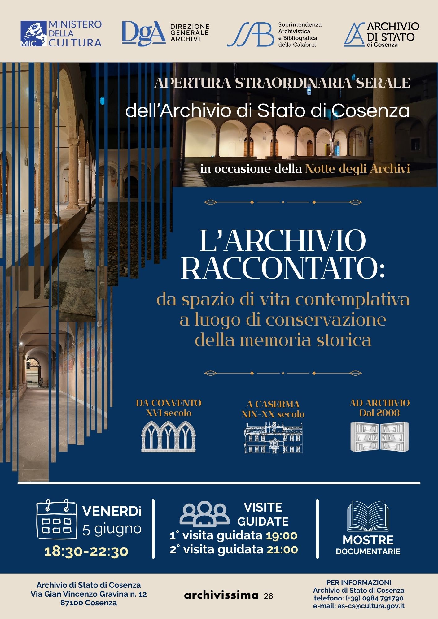 Cosenza, apertura straordinaria per l'Archivio di Stato in occasione della Notte degli Archivi 52 Locandina La notte degli Archivi