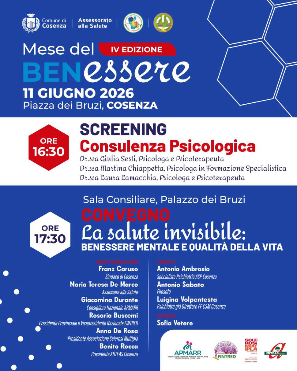 Mese del benessere - Giovedì 11 giugno cosenza