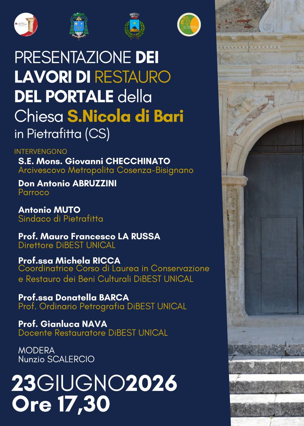 Pietrafitta: dall’Unical un nuovo metodo ecosostenibile per il portale di San Nicola di Bari 53 Restauro Pietrafitta portale chiesa 01