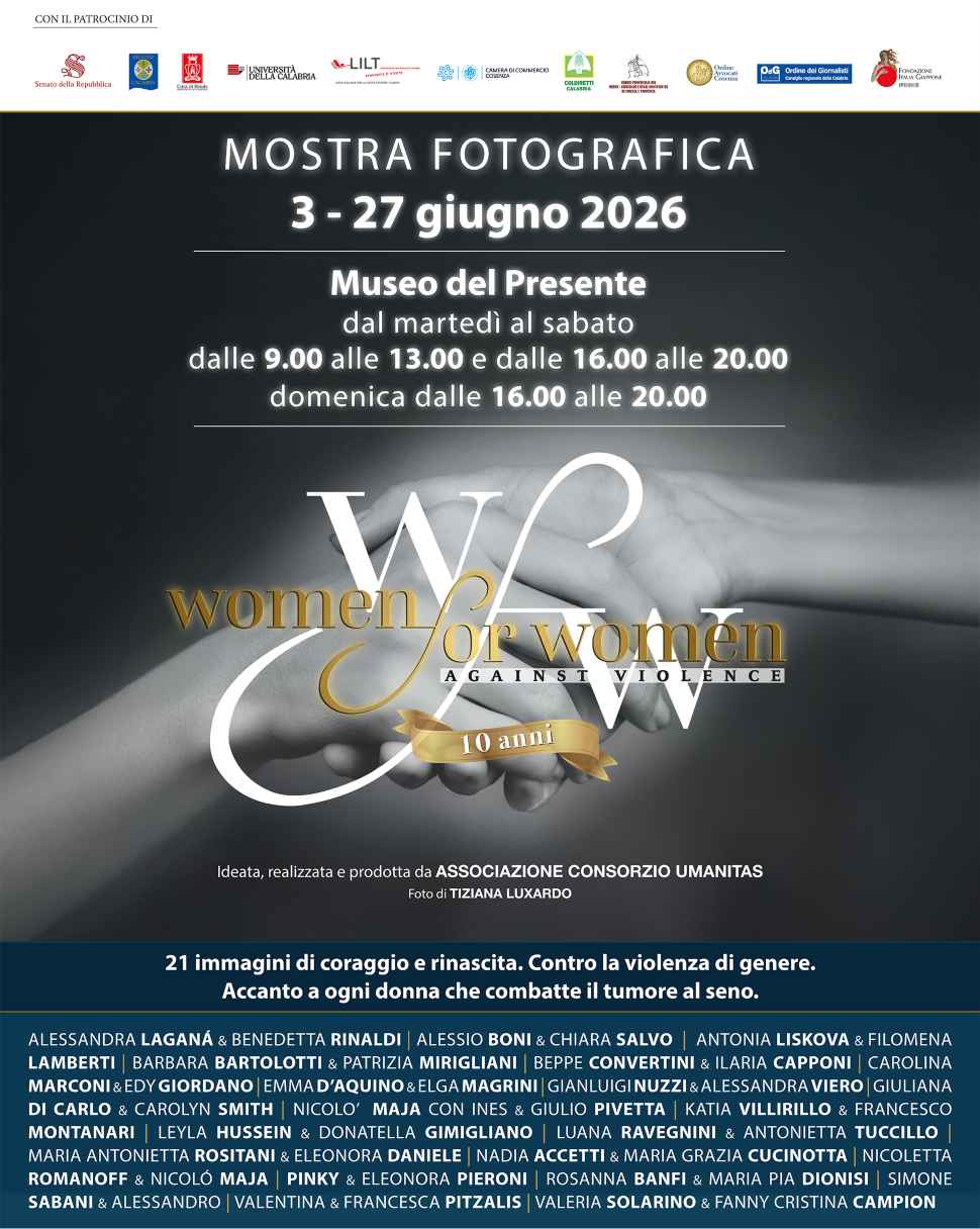 Rende, inaugurata la “Women for Women Against Violence”: 21 ritratti contro la violenza e il tumore al seno 52 Women for Women Against Violence locandina