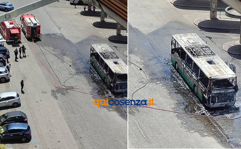 autobus fiamme autostazione cosenza