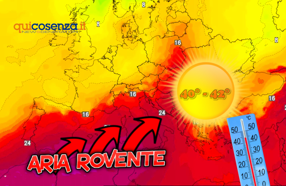 Calabria nella "fornace" africana: settimana rovente. Picco del caldo tra giovedì e sabato, valori oltre i 40/42 gradi 52 Caldo rovente Calabria luglio 2026