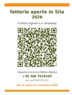 "Fattorie Aperte in Sila": intelligenza artificiale in fattoria per la 21ª edizione 52 Fattorie Aperte in Sila edizione 2026 qr code