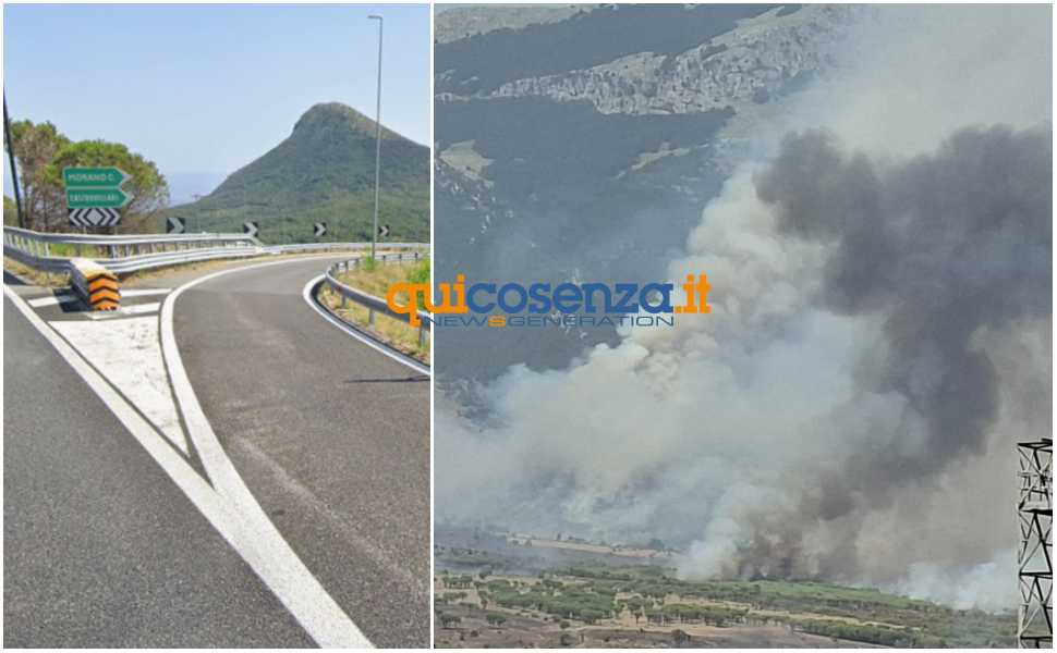 Vasto incendio sul Pollino a ridosso dell'autostrada A2: riaperto il tratto tra Sibari e Morano 90 incendio_A2