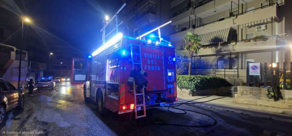Notte di paura per un incendio in un garage. A fuoco un'auto e due scooter: evacuate 10 famiglie 213 Incendio_garage