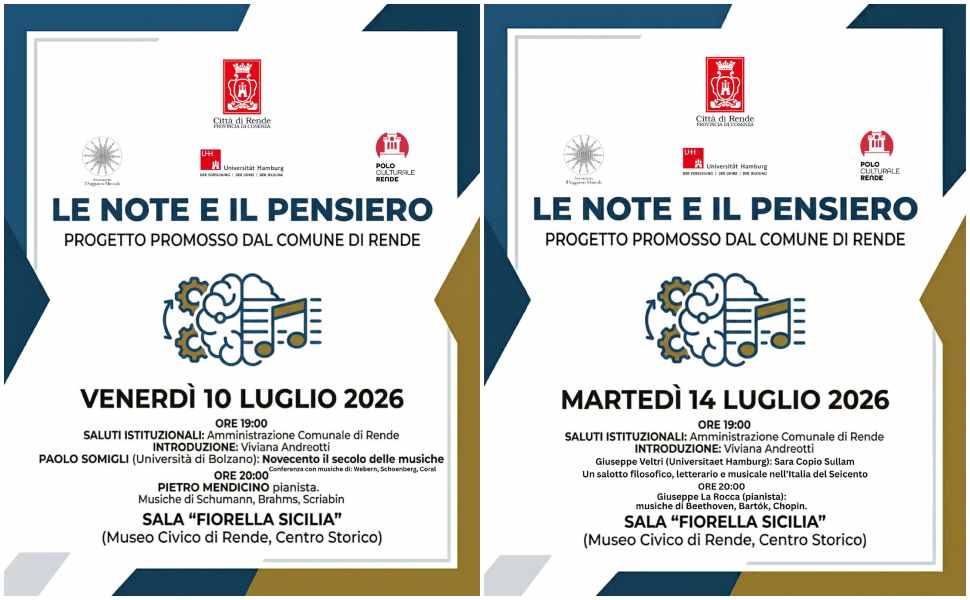 Al via “Le note e il pensiero”: nel centro storico di Rende 2 giorni di musica e cultura 52 Le note e il pensiero Rende 2