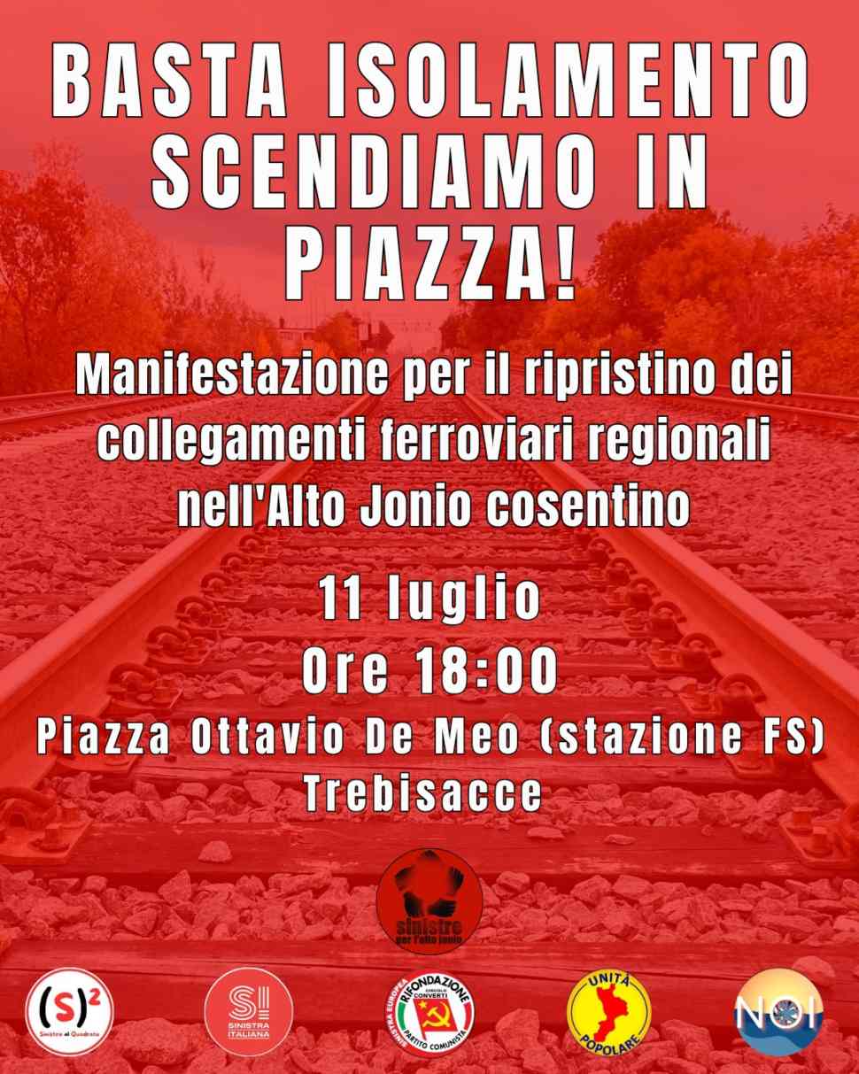 «Basta isolamento»: mobilitazione a Trebisacce per il ripristino dei treni nell'Alto Jonio 52 Manifestazione ferrovia Trebisacce