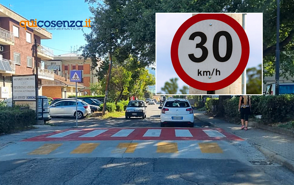 Viabilità a Rende: nuovi limiti di velocità. Dossi artificiali e zone a 30 e 40 km/h su alcune strade cittadine 76 Rende limiti velocità 30 KM e dossi