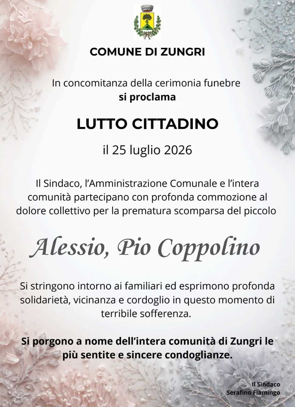 Dolore e sgomento a Zungri: oggi l'ultimo saluto al piccolo Alessio Pio, funerali e lutto cittadino 52 alessio pio zungri funerali 02
