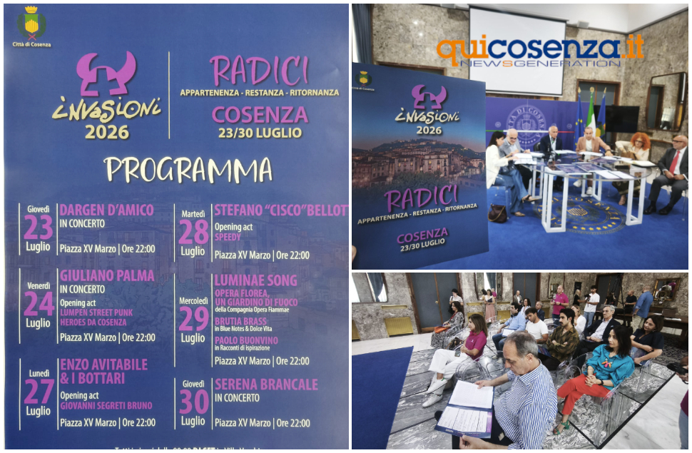 Cosenza, l'estate si accende con il Festival delle Invasioni 2026: tra i nomi Dargen D’amico e Giuliano Palma 51 Festival delle invasioni 2026