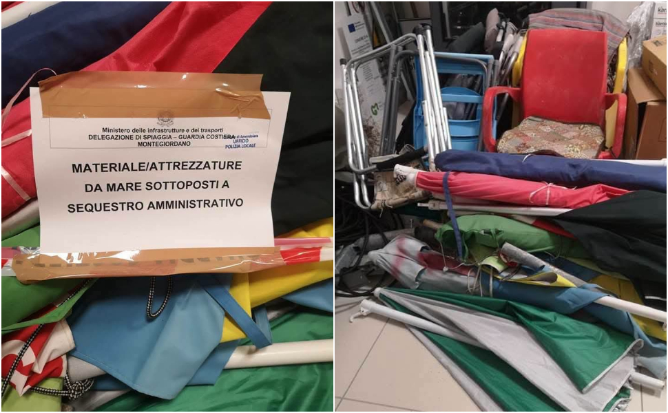 Amendolara sequestrati ombrelloni e lettini segnaposto