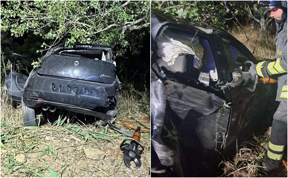 Fiat Grande Punto esce fuori strada e si schianta contro un albero: conducente salvato dai Vigili del Fuoco 213 Fiat Grande punto si schianta contro un albero