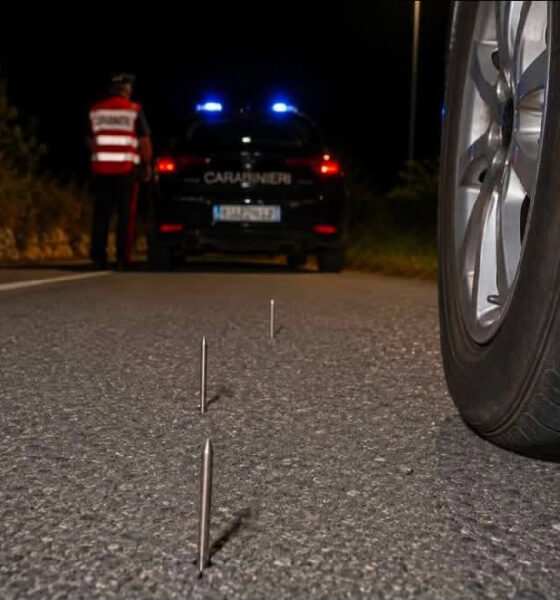 Strada disseminata di chiodi durante una festa in Calabria, numerose auto danneggiate «Non ci lasceremo intimidire» 56 Strada disseminata di chiodi Bivongi