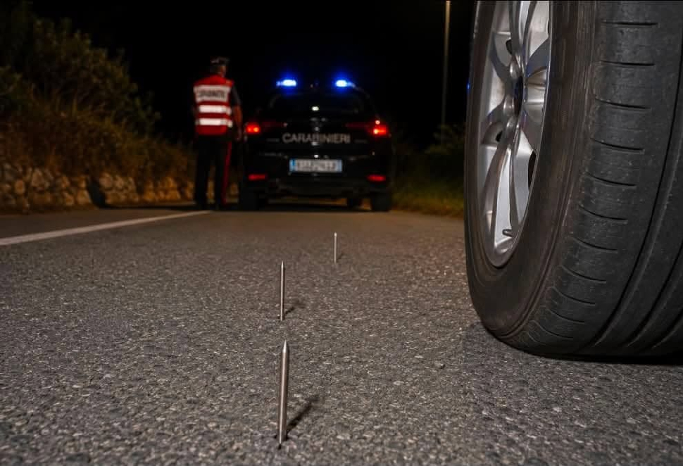 Strada disseminata di chiodi durante una festa in Calabria, numerose auto danneggiate «Non ci lasceremo intimidire» 215 Strada disseminata di chiodi Bivongi