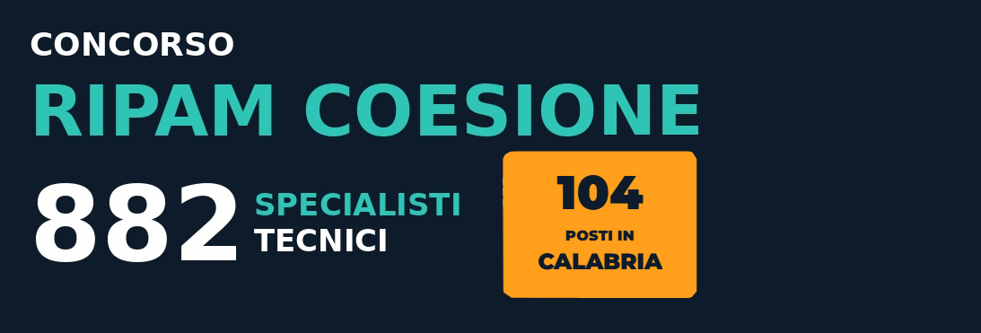 Concorso RIPAM Coesione 2026 Pubblica Amministrazione: 882 posti a tempo indeterminato al Sud, 104 in Calabria – BANDO 52 Concorso Ripam coesione 2026