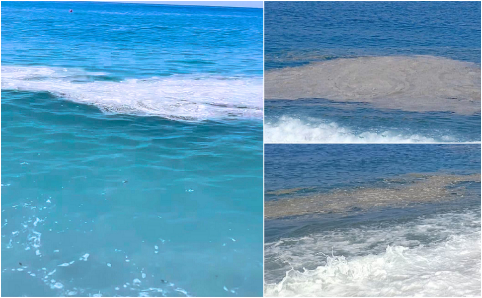 Domenica da incubo sul Tirreno Cosentino e accuse. Arpacal "dinamiche naturali del mare". I sindaci "dati oggettivi: è pulito” 99 Mar Tirreno Cosentino strisce marroni in acqua