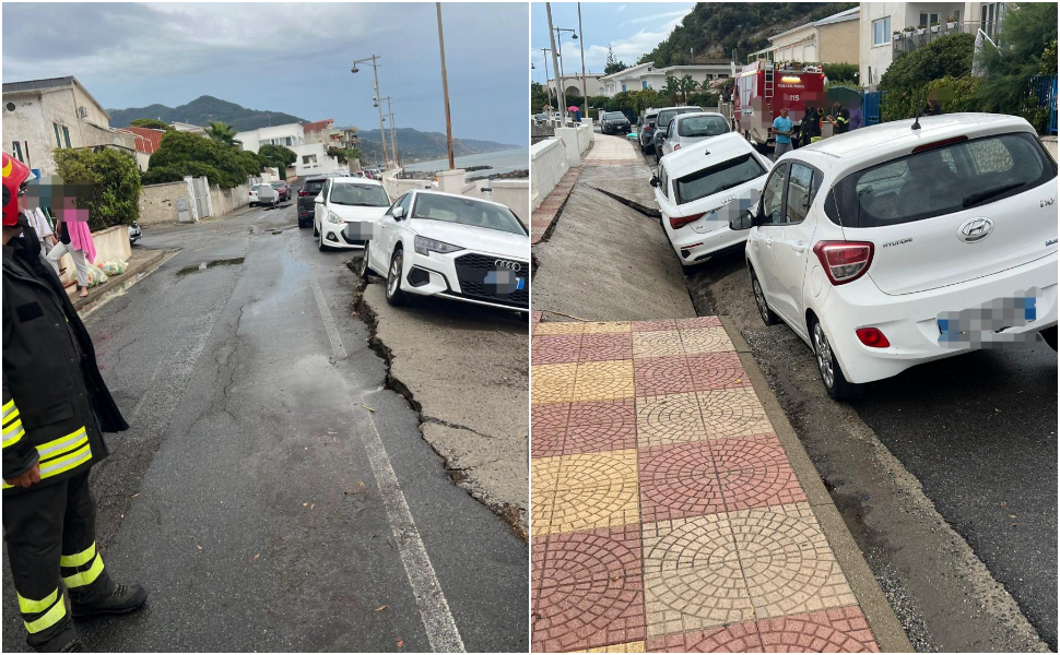 San Lucido, sprofonda tratto di strada e si apre una voragine sul lungomare. Area chiusa per la messa in sicurezza 99 San Lucido Cede strada sul lungomare