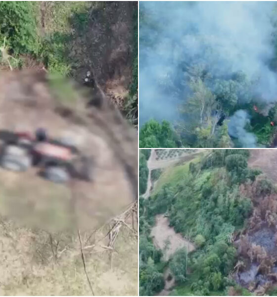 Appicca un rogo ma viene ripreso da un drone