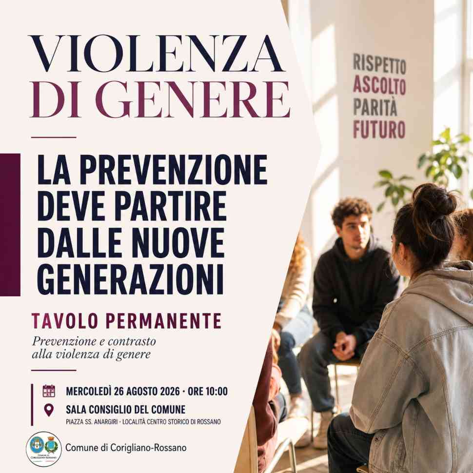 Corigliano Rossano, il Comune rilancia il Tavolo permanente sulla violenza di genere: «Sì alla prevenzione» 53 tavolo permanente violenza di genere