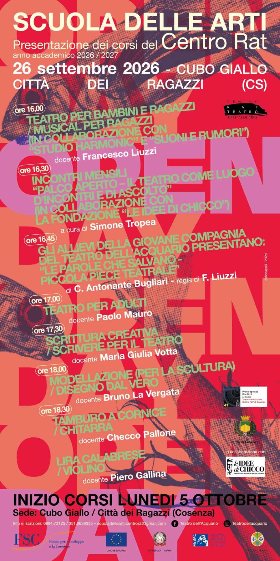 Cosenza: riparte la Scuola delle Arti del Centro R.A.T., Open Day al Cubo Giallo 53 Centro R.A.T. Città dei ragazzi 26 sett