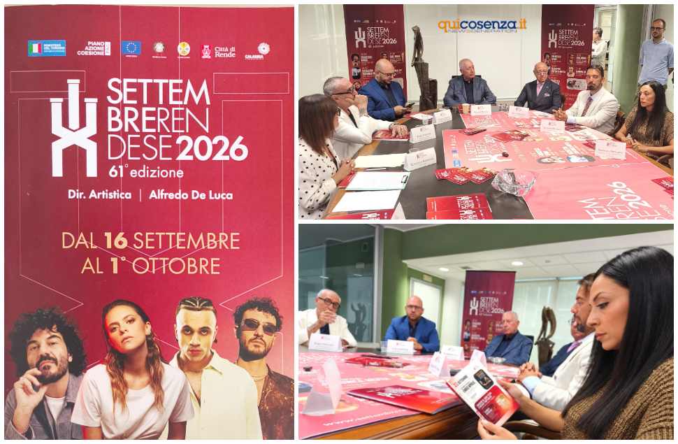 Rende alza il sipario sul Settembre Rendese 2026: musica, cultura, territorio e identità nel segno dei giovani - PROGRAMMA 51 Settembre Rendese 2026