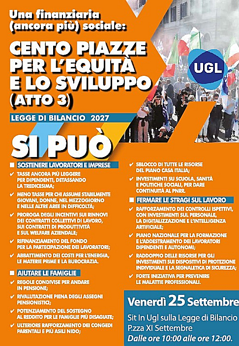 UGL Cosenza in piazza il 25 settembre rilancia le sfide della Manovra “Priorità a famiglie, sicurezza sul lavoro e occupazione” 52 UGL cosenza manifestazione