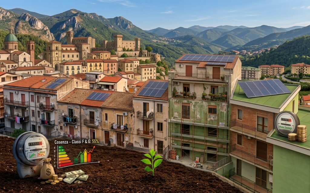 Calabria, allarme energia: a Cosenza il 55% degli edifici è nelle classi peggiori (F e G) 53 osenza-calabria-energia-classi-edifici