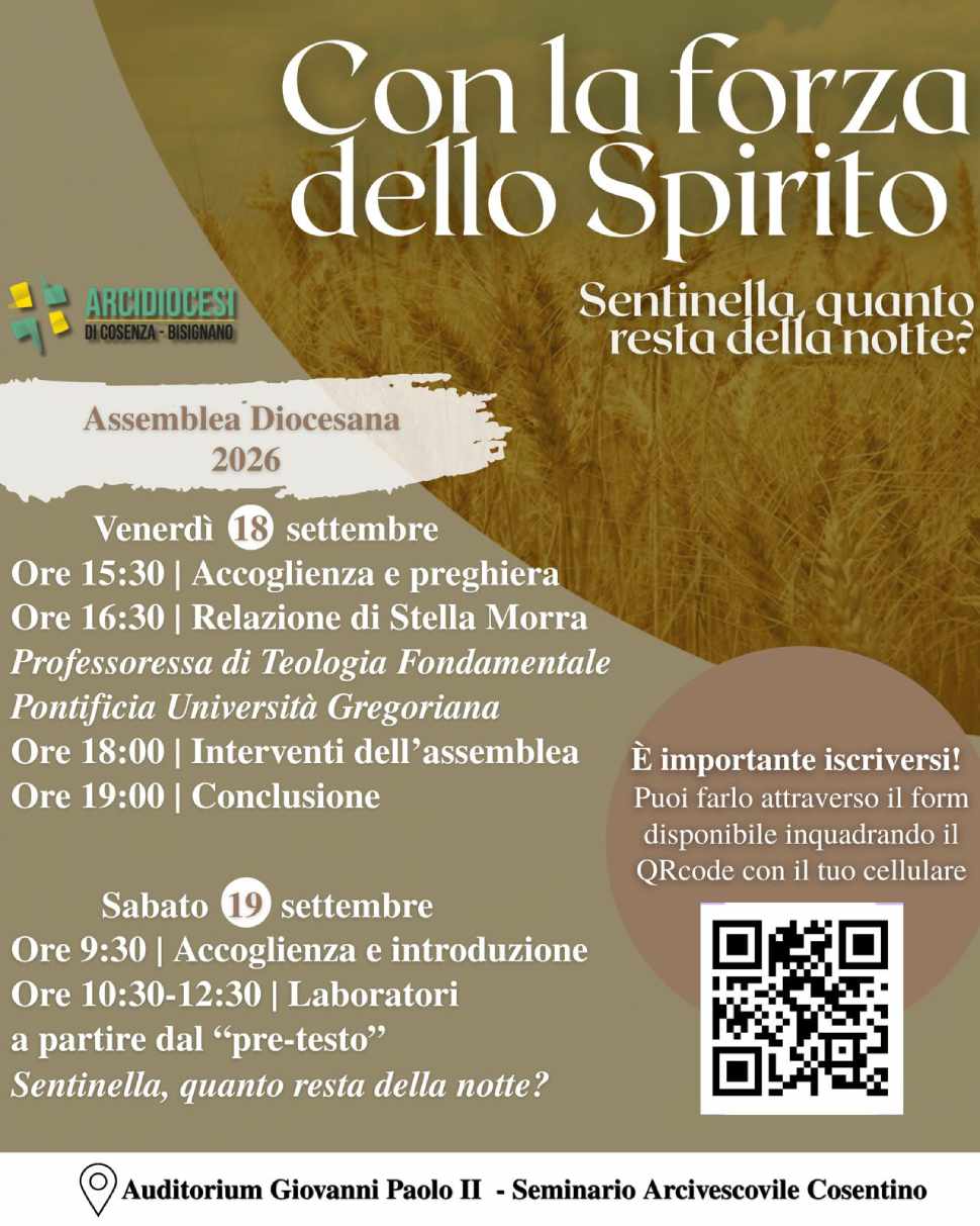 Assemblea diocesana 2026, al via il nuovo anno pastorale: 2 giorni «con la forza dello Spirito» 52 manifesto convegno assemblea diocesana 2026
