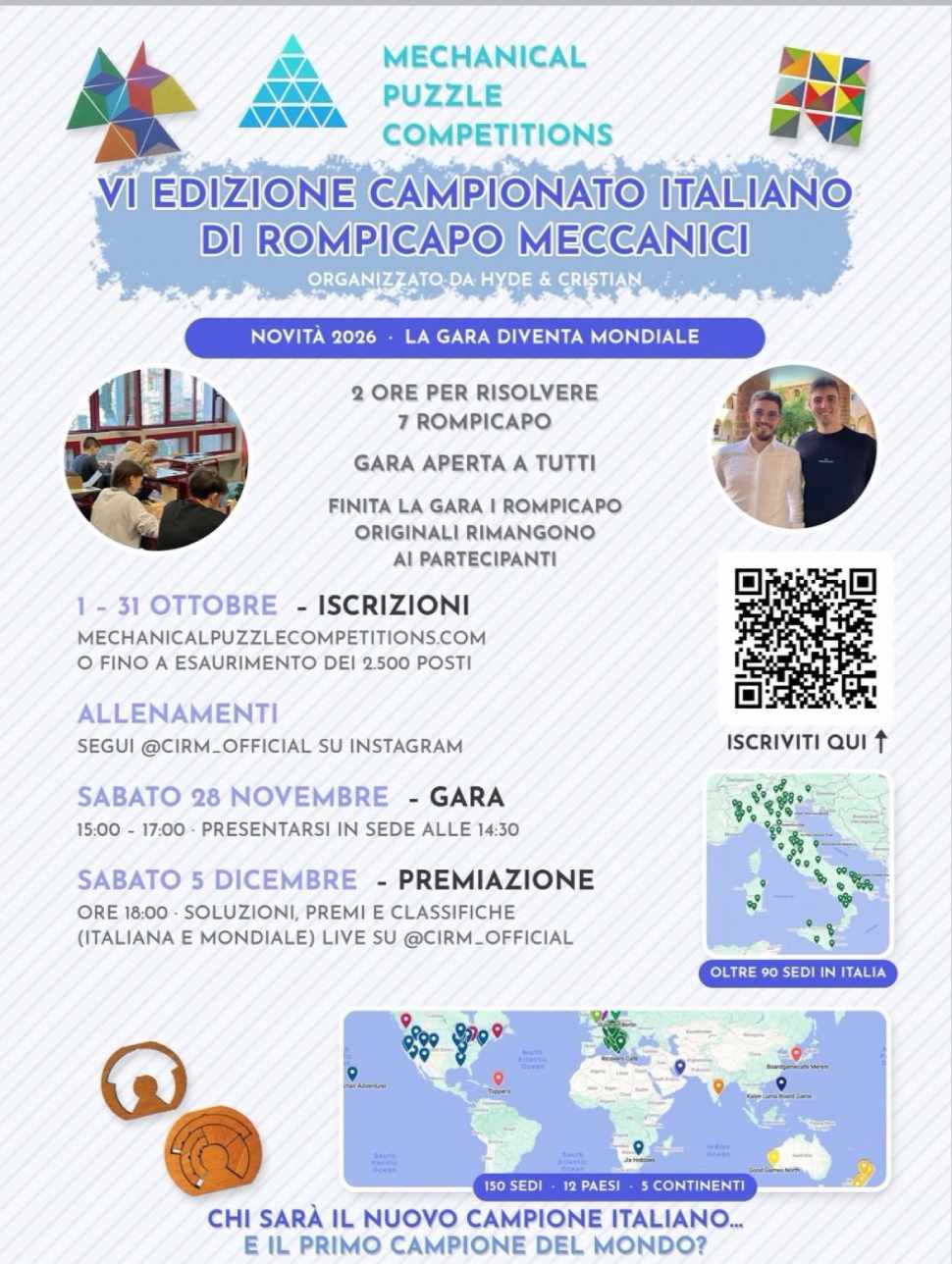 A Diamante il "Campionato Italiano di Rompicapo Meccanici": creatività, logica e capacità di problem solving 53 CIRM_VI edizione - Rompicapo Meccanici Diamante